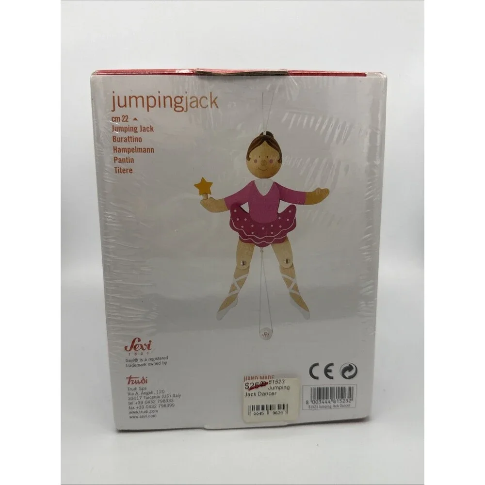 SEVI ITALY Wooden Ballerina Dancer Figure Vintage Pull String Puppet Toy 81523